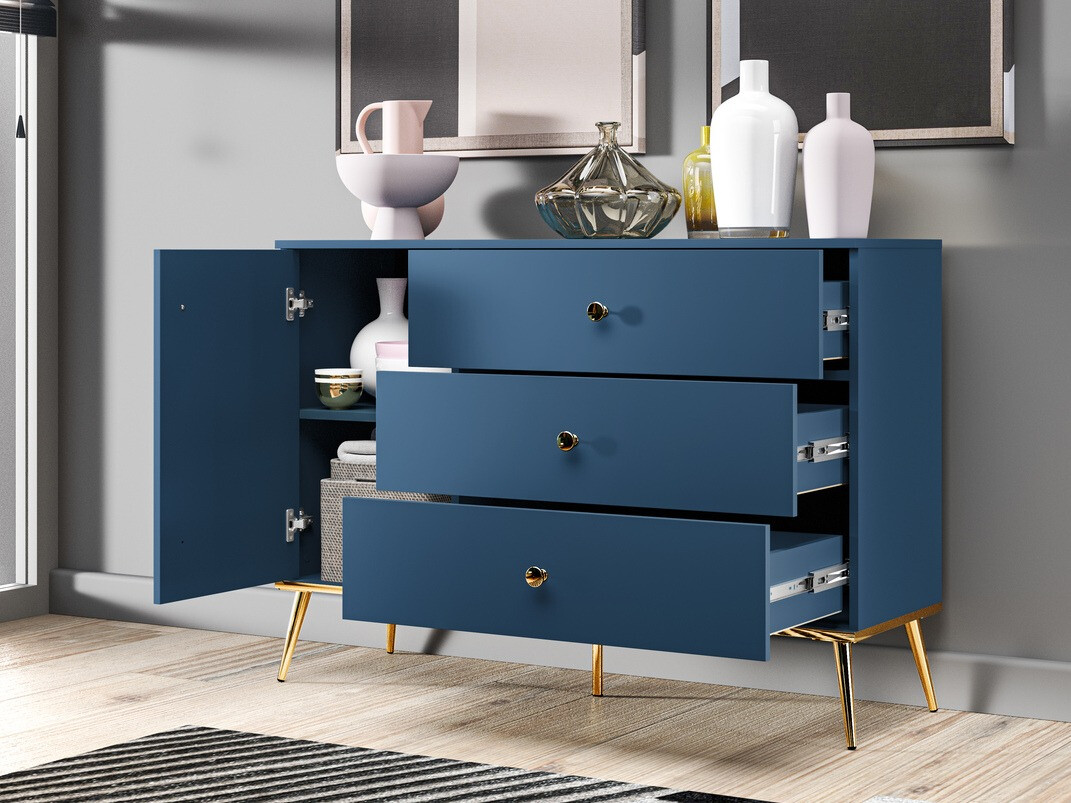 Cómoda Flonovu 103 (Azul oscuro + Dorado)
