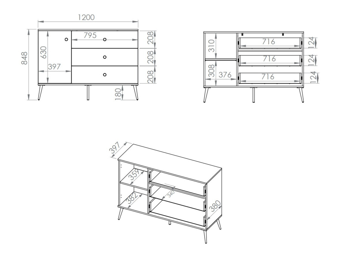 Cómoda Flonovu 103 (Verde oscuro + Dorado)