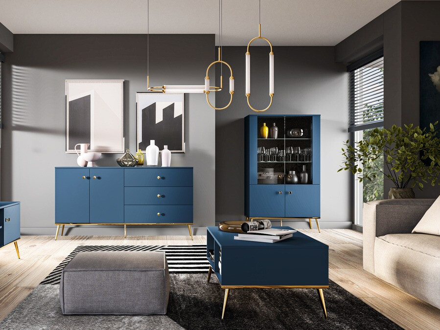 Estantería Flonovu 101 (Azul oscuro + Dorado)