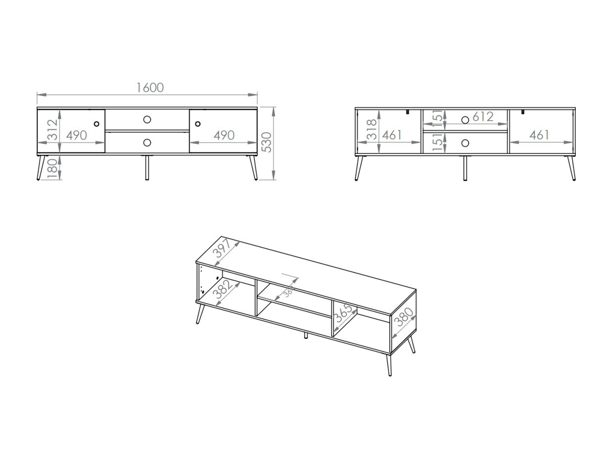 Mueble TV Flonovu 104 (Verde oscuro + Dorado)