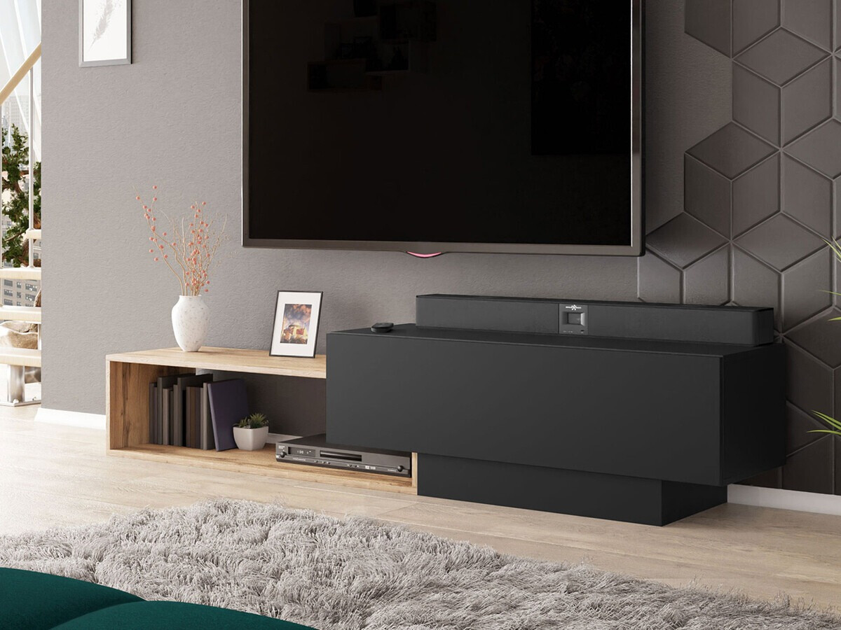 Mueble TV Pinos (Negro + Roble wotan)