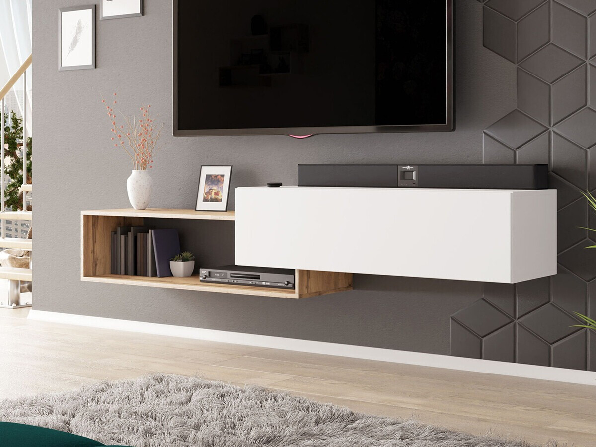 Mueble TV Utica 117 (Blanco + Roble wotan)