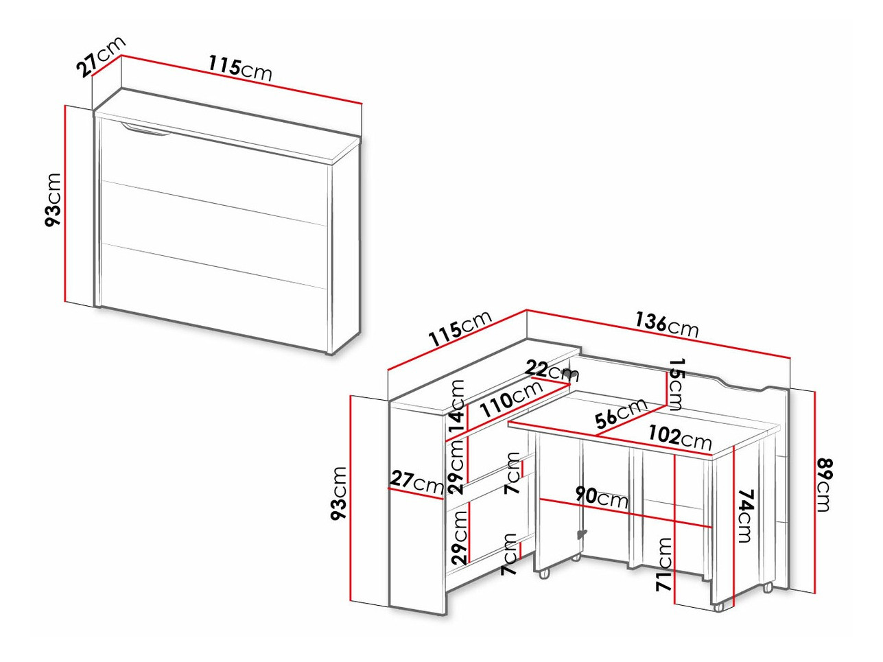 Mesa de ordenador esquinera Concept Pro Lenart Levfere 101 (Blanco)