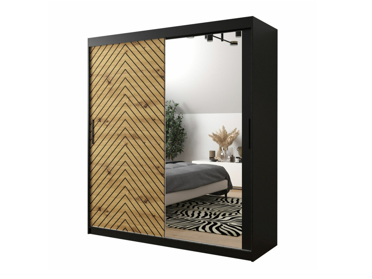 Armario Hartford 313 (Negro + Roble Artisan)