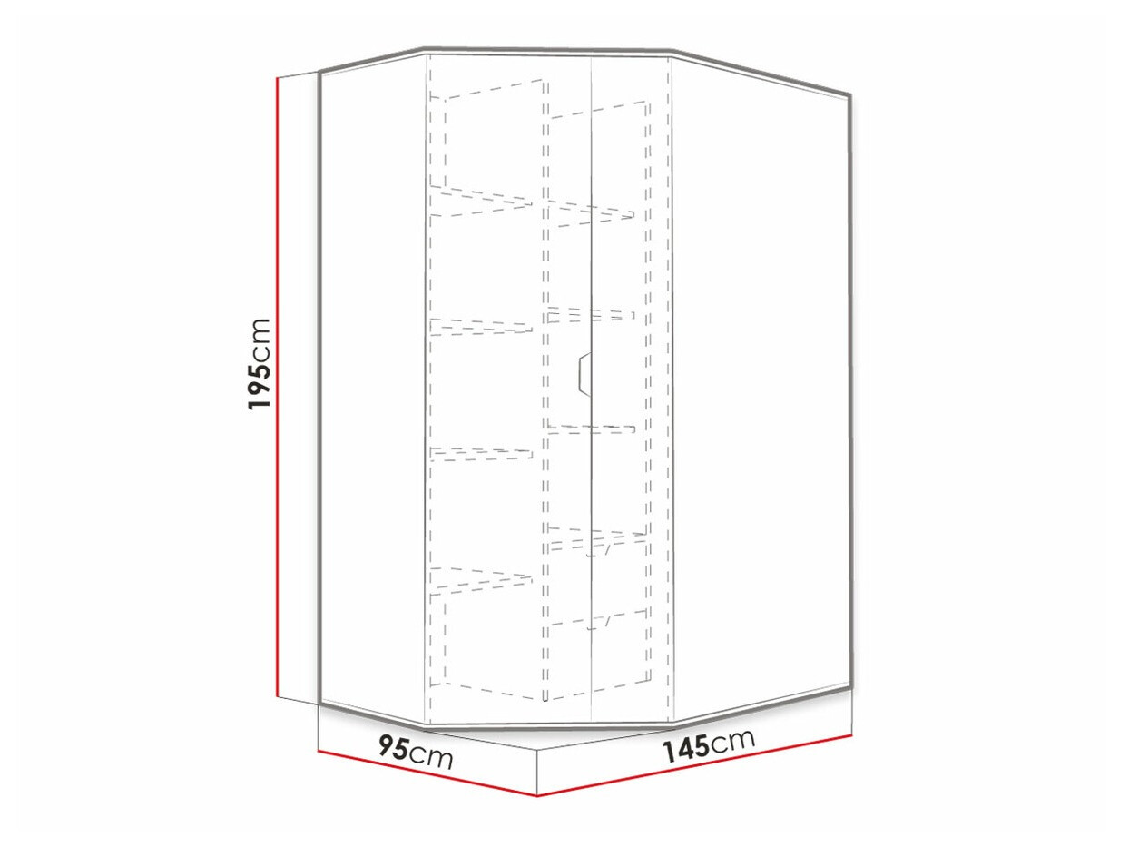 Armario de rincón Tenmele 100 (Gris + Grafito)