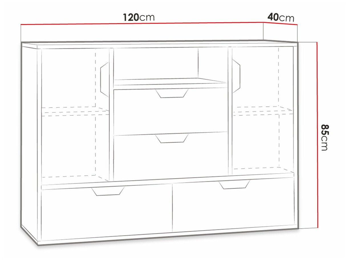 Cómoda Tenmele 106 (Grafito + Riviera roble)