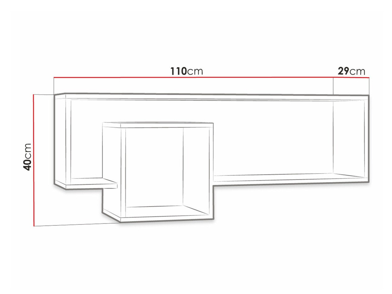 Estantería de pared Tenmele 111 (Grafito + Riviera roble)