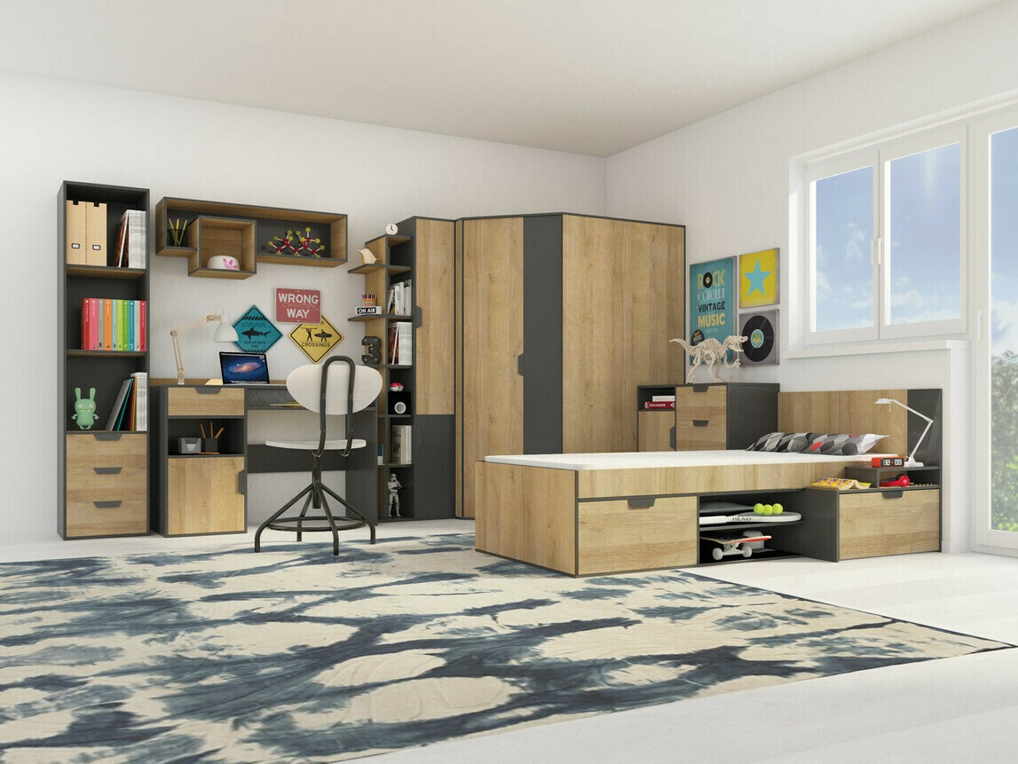 Estantería Tenmele 104 (Grafito + Riviera roble)