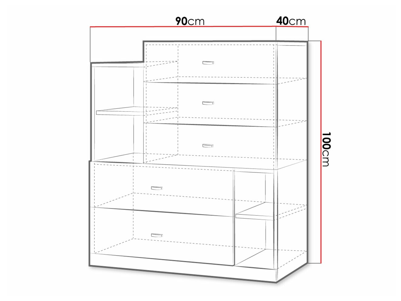 Cómoda Omaha F118 (Grafito + Gris)