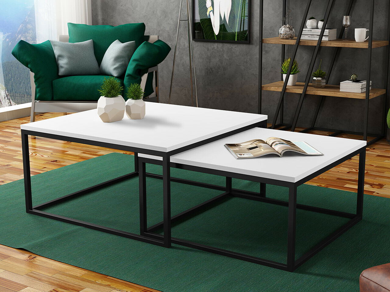 Conjunto mesa de centro Oswego 101 (Blanco + Negro)