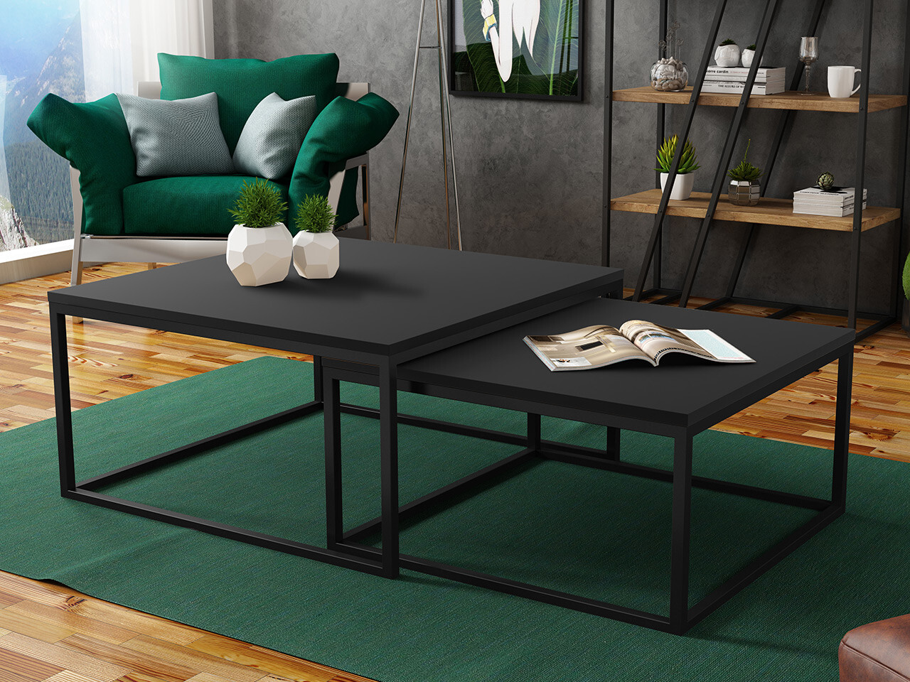 Conjunto mesa de centro Oswego 101 (Negro)