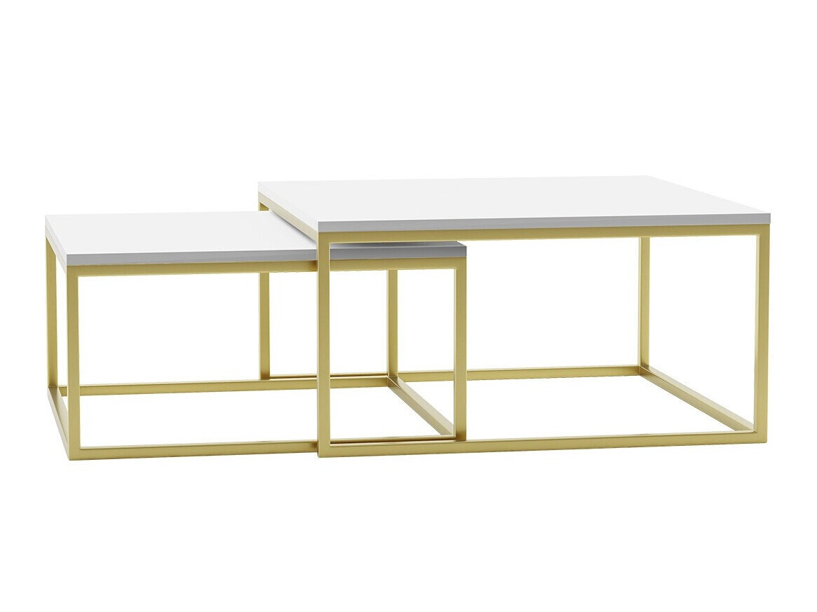 Conjunto mesa de centro Oswego 102 (Blanco + Dorado)