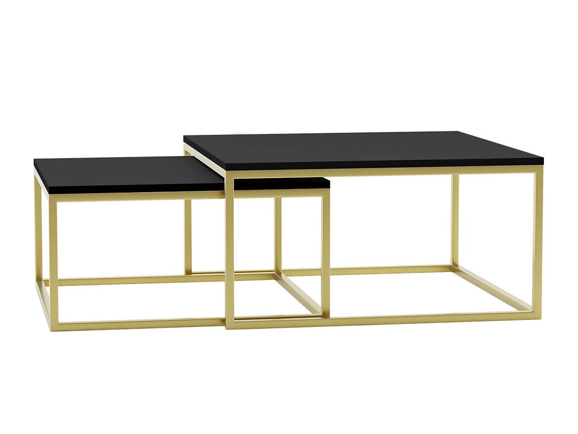 Conjunto mesa de centro Oswego 102 (Negro + Dorado)