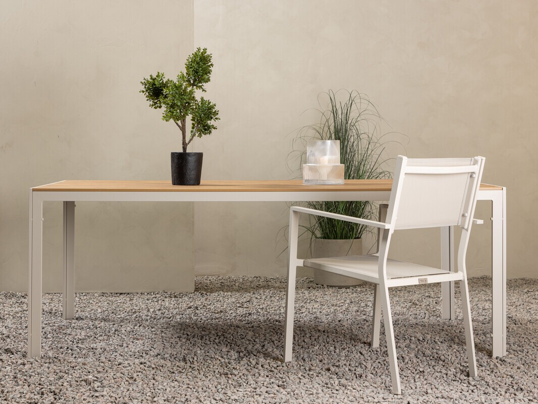 Mesa para exterior Dallas 3890 (Beige + Luminoso madera)