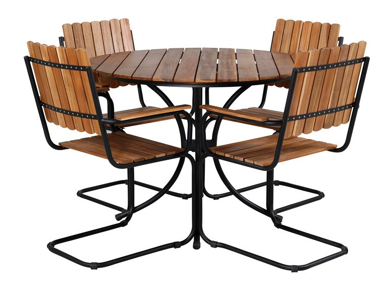 Conjunto de mesa y sillas Dallas 3891 (Negro + Marrón)