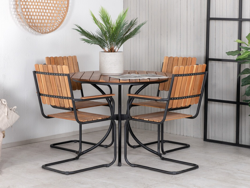 Conjunto de mesa y sillas Dallas 3891 (Negro + Marrón)