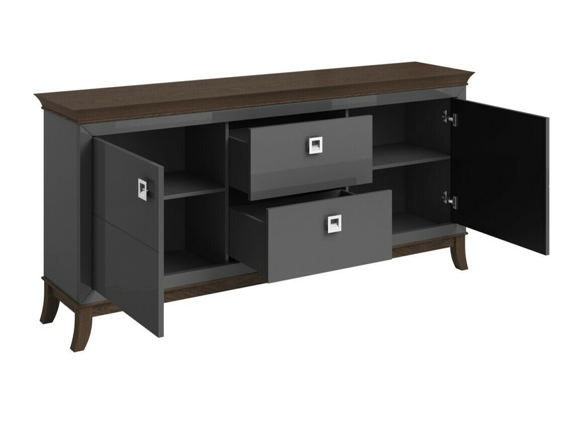 Cómoda Austin BA101 (Blanco brillante + Roble oscuro)