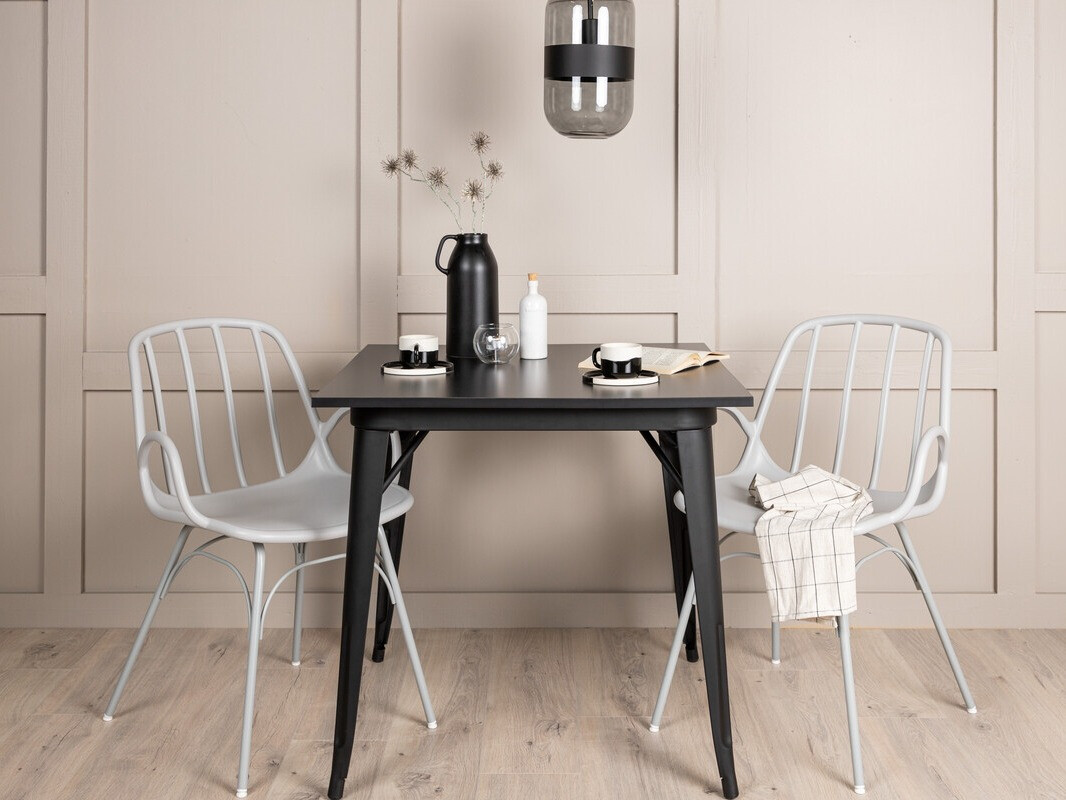Conjunto de mesas y sillas para comedor Dallas 3897 (Negro + Gris claro)