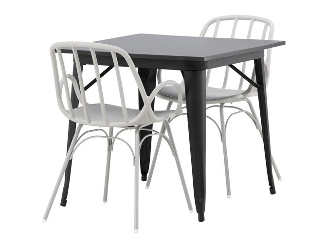 Conjunto de mesas y sillas para comedor Dallas 3897 (Negro + Gris claro)