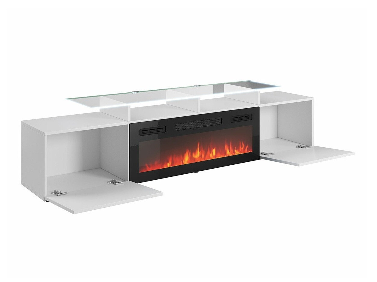 Mueble TV Charlotte 155 (Blanco + Blanco brillante)