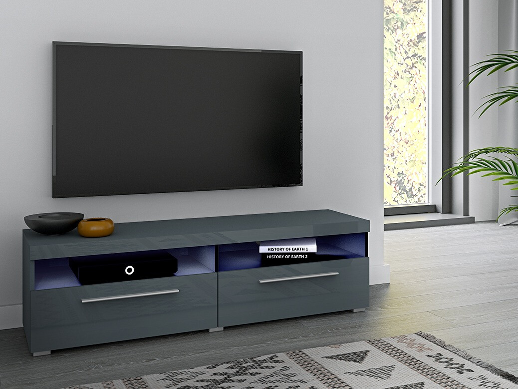 Mueble TV Torvire 112 (Gris + Gris brillante)