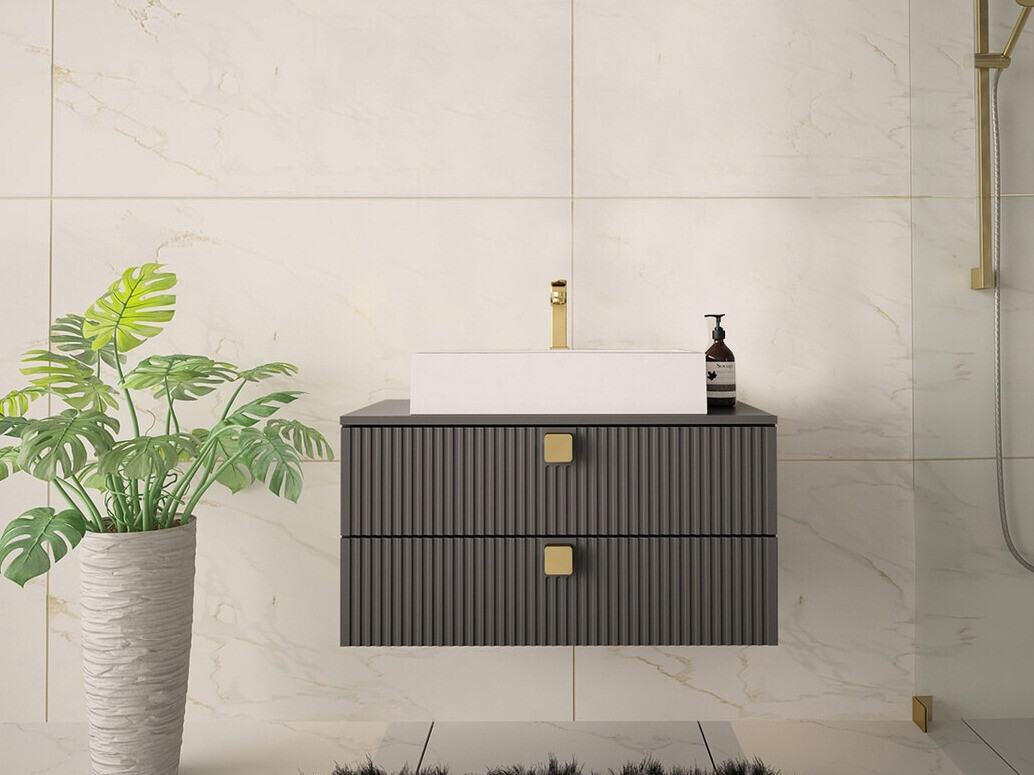 Armario de baño colgante para lavabo Orlvera 102 (Gris)