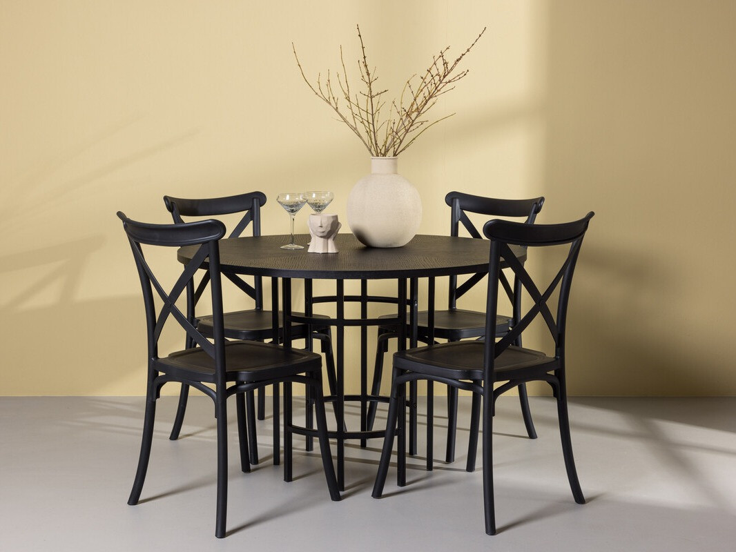 Conjunto de mesas y sillas para comedor Dallas 3917 (Negro)