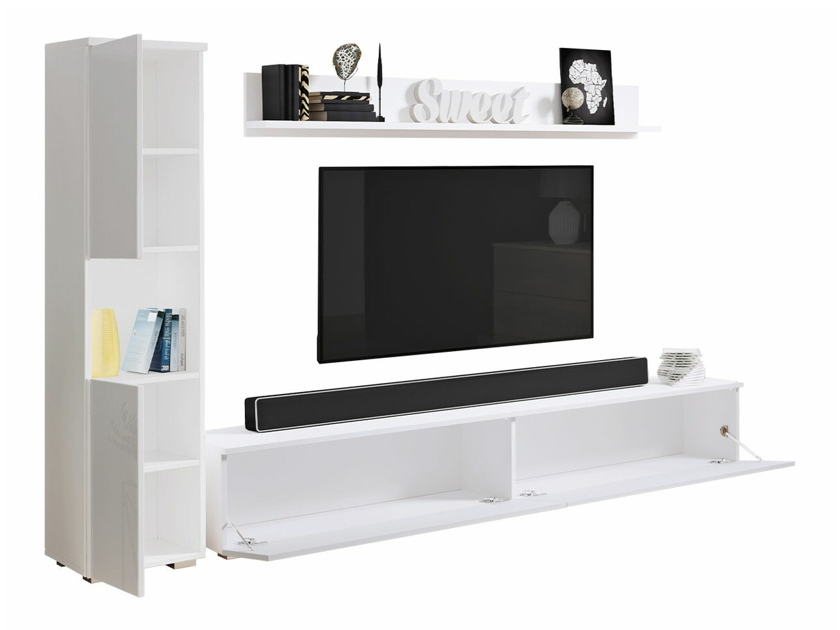 Conjunto de salón Sarasota 130 (Gris oscuro + Blanco brillante)