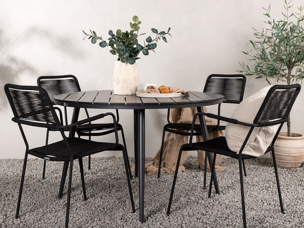 Conjunto de mesa y sillas Dallas 3924 (Negro)