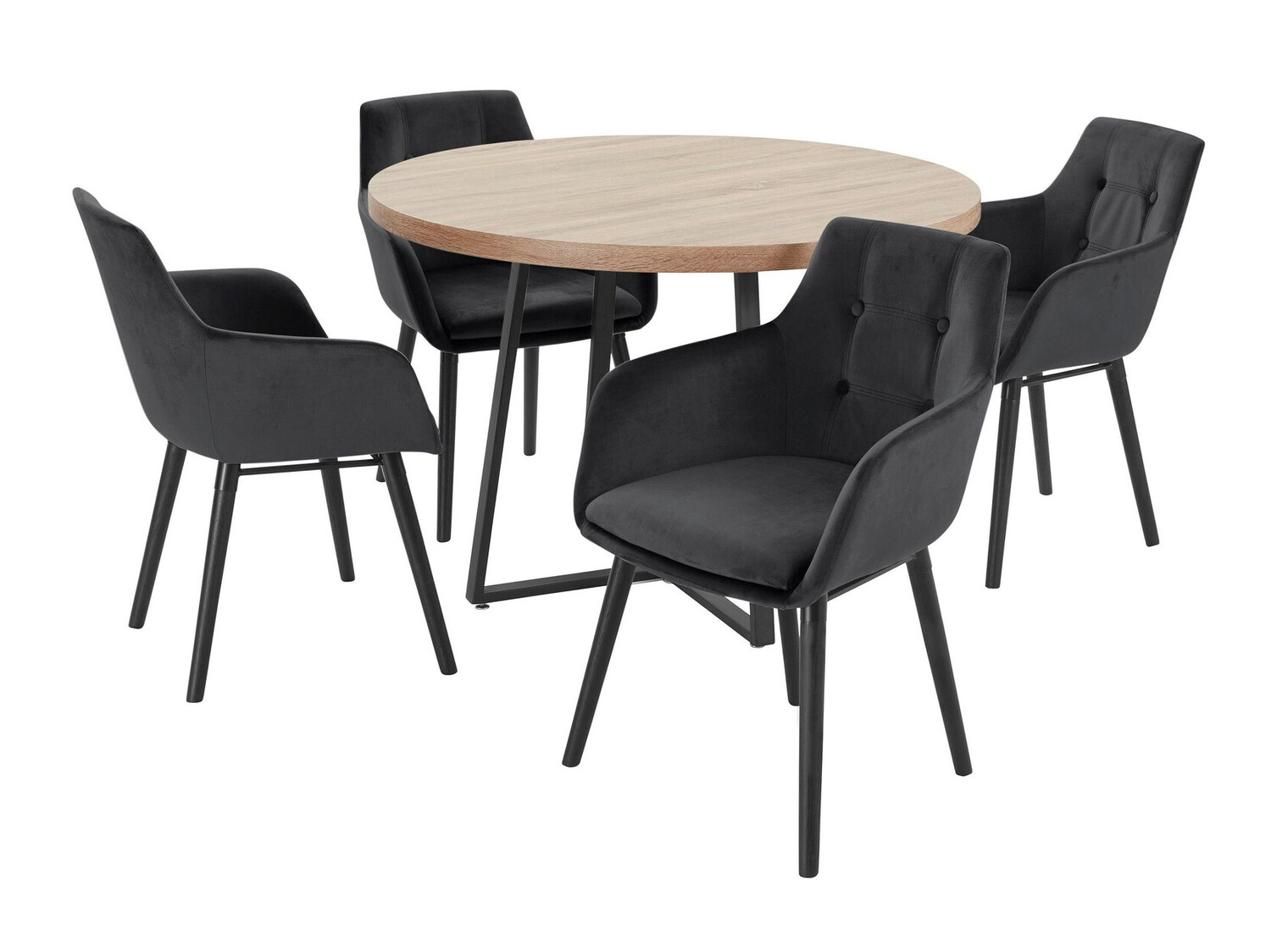 Conjunto de mesas y sillas para comedor Tulsa 593 (Negro)