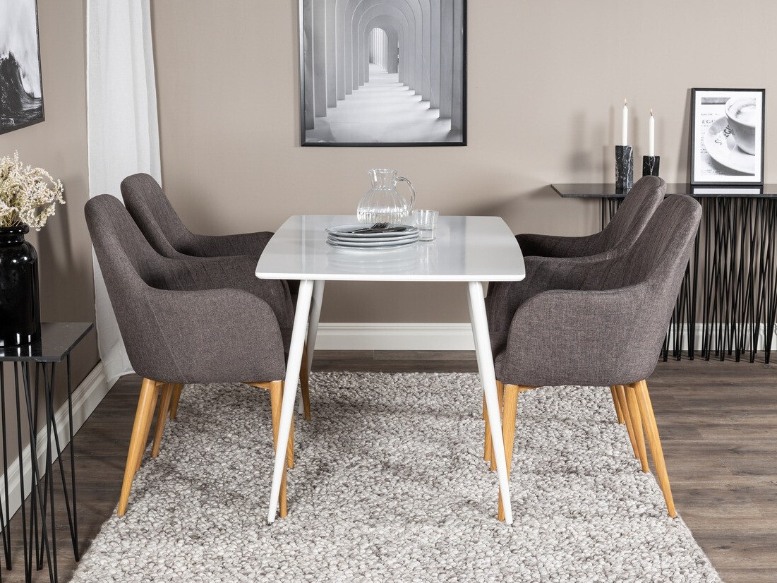 Conjunto de comedor Dallas 1623 (Gris oscuro + Marrón)