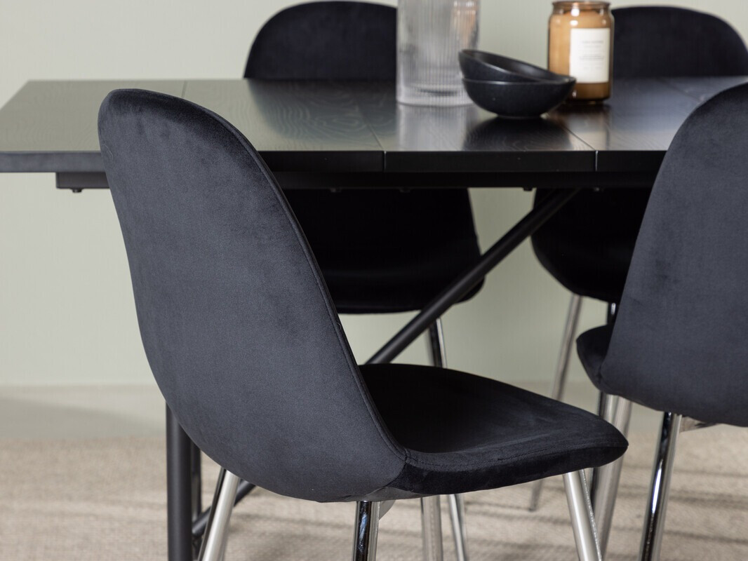 Conjunto de comedor Dallas 3964 (Negro + Plata)
