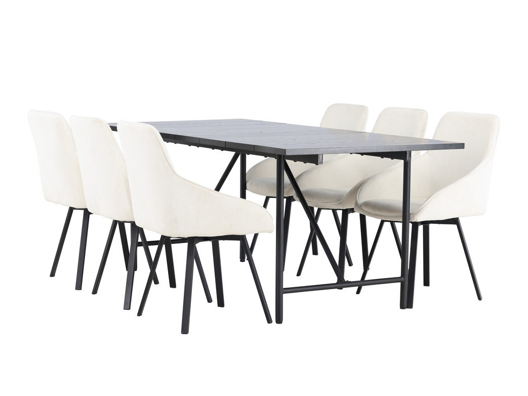 Conjunto de mesas y sillas para comedor Dallas 3963 (Blanco + Negro)