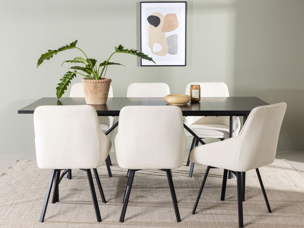 Conjunto de mesas y sillas para comedor Dallas 3963 (Blanco + Negro)
