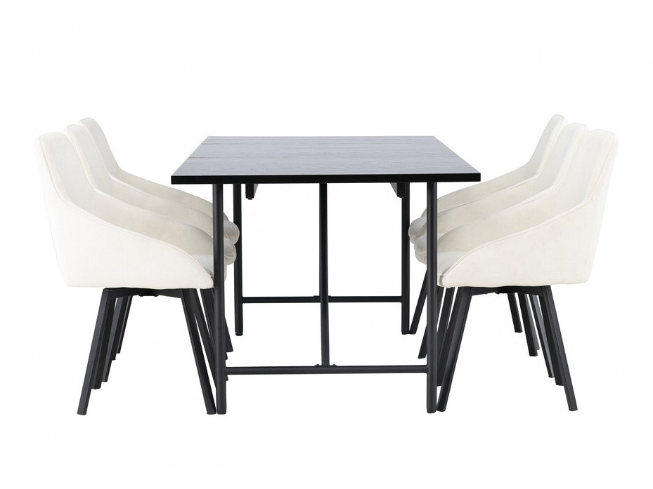 Conjunto de mesas y sillas para comedor Dallas 3963 (Blanco + Negro)