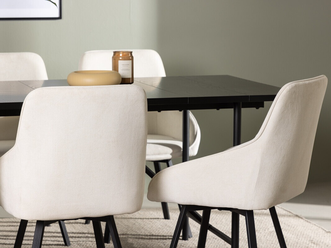 Conjunto de mesas y sillas para comedor Dallas 3963 (Blanco + Negro)