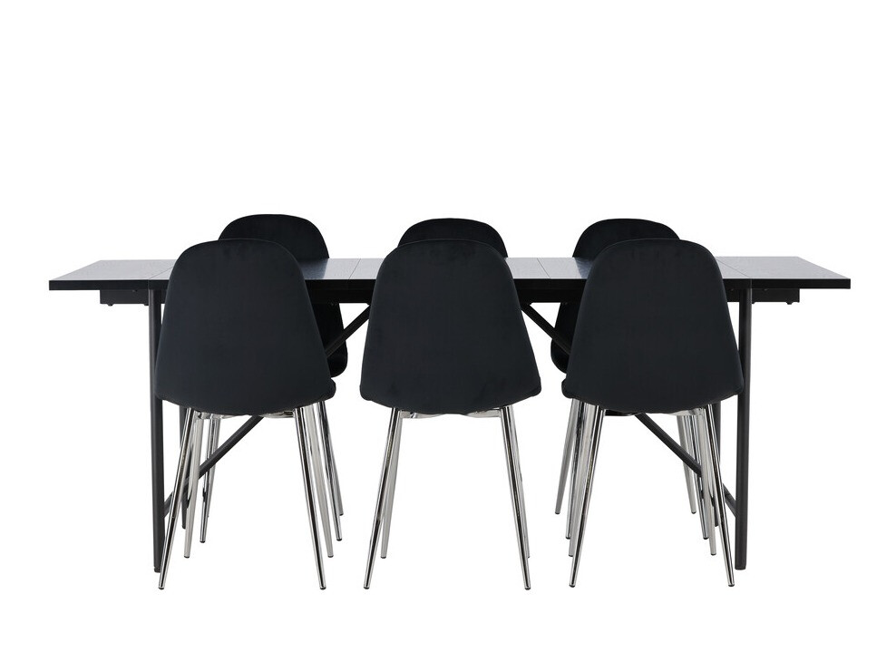 Conjunto de mesas y sillas para comedor Dallas 3964 (Negro + Plata)