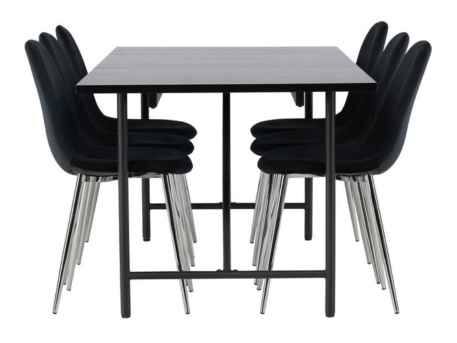 Conjunto de mesas y sillas para comedor Dallas 3964 (Negro + Plata)