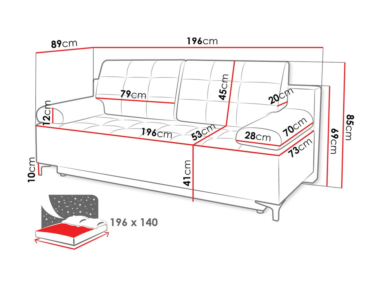Sofá cama Independence 100 (Ikar 01)