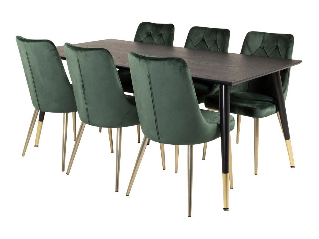 Conjunto de mesas y sillas para comedor Dallas 1256 (Verde + Dorado)