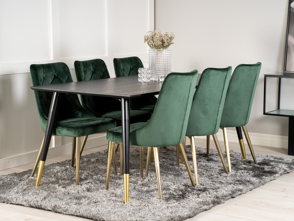 Conjunto de mesas y sillas para comedor Dallas 1256 (Verde + Dorado)
