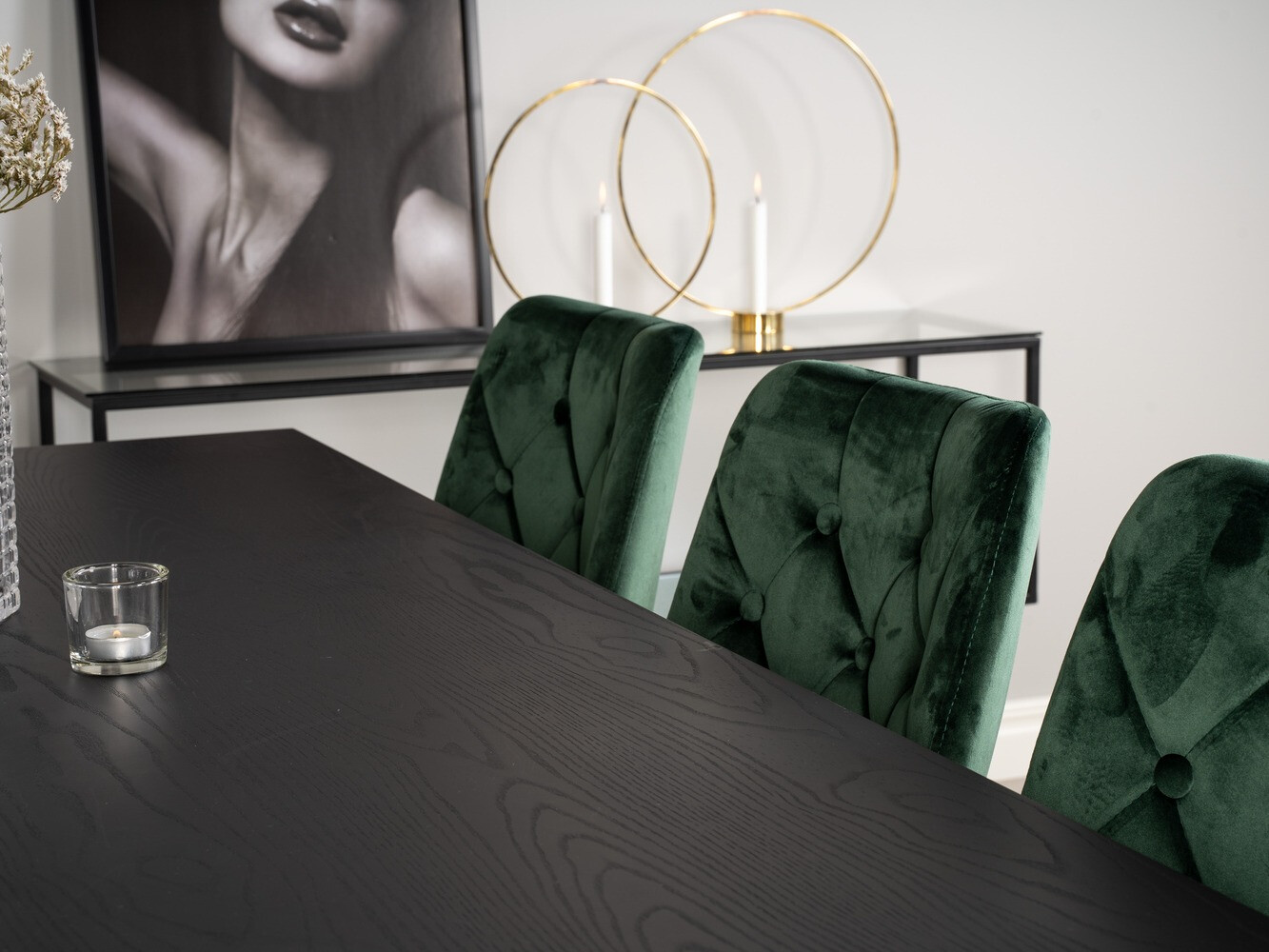 Conjunto de mesas y sillas para comedor Dallas 1256 (Verde + Dorado)
