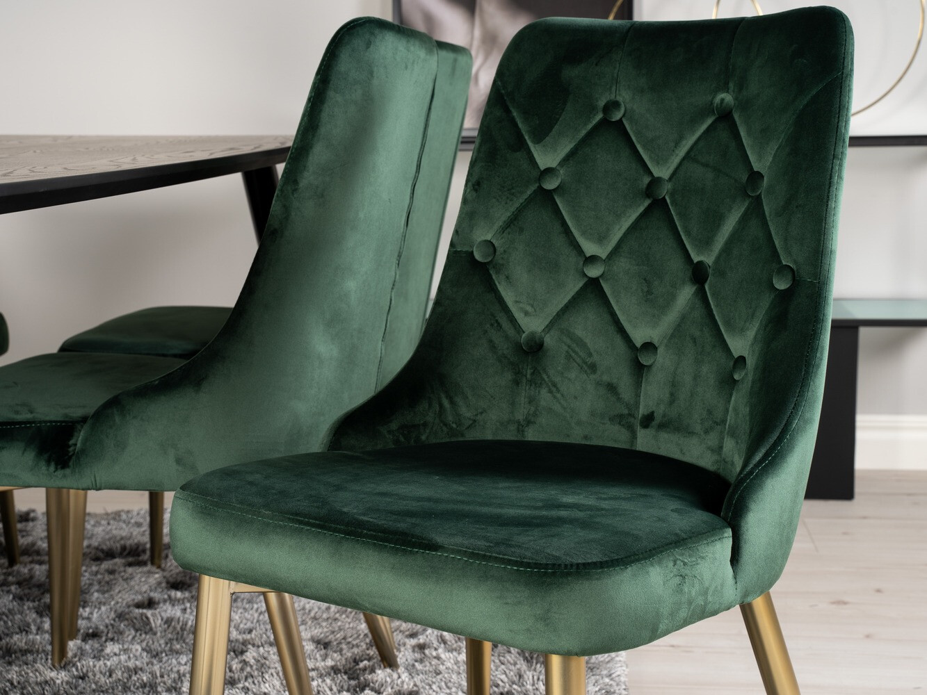 Conjunto de mesas y sillas para comedor Dallas 1256 (Verde + Dorado)