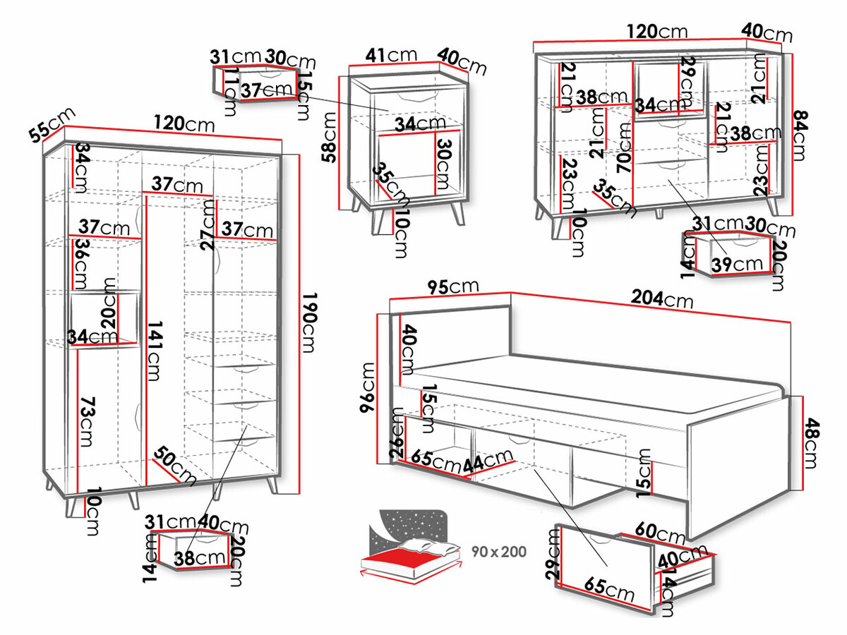Conjunto de dormitorio infantil Domvera 116