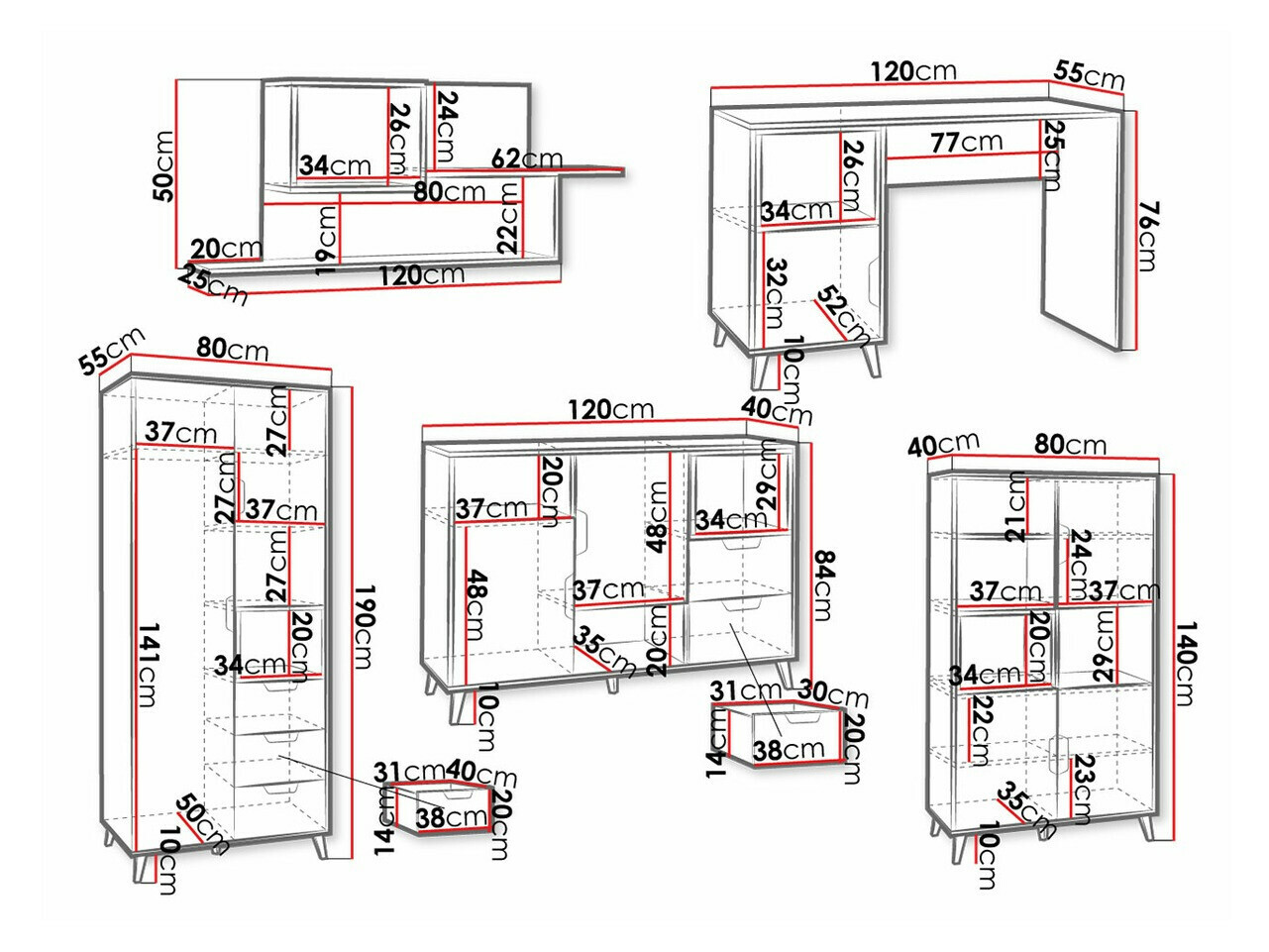 Conjunto de dormitorio infantil Domvera 117