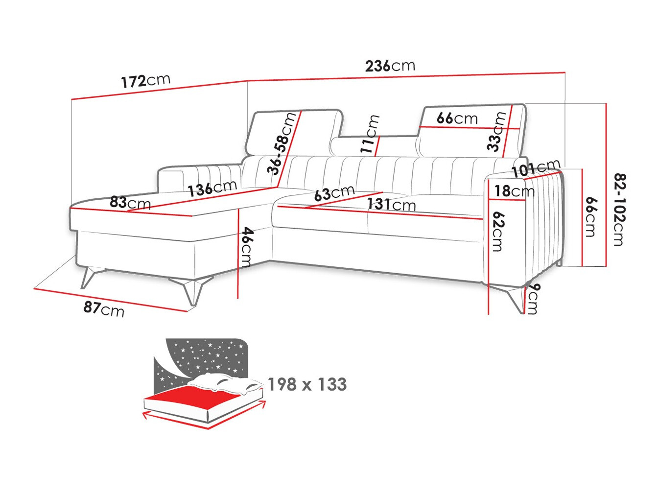 Sofá rinconero Columbus 191 (Poso 100)
