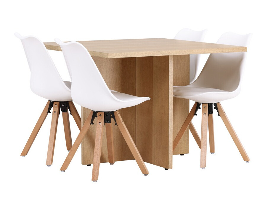 Conjunto de comedor Dallas 4001 (Blanco + Luminoso madera)
