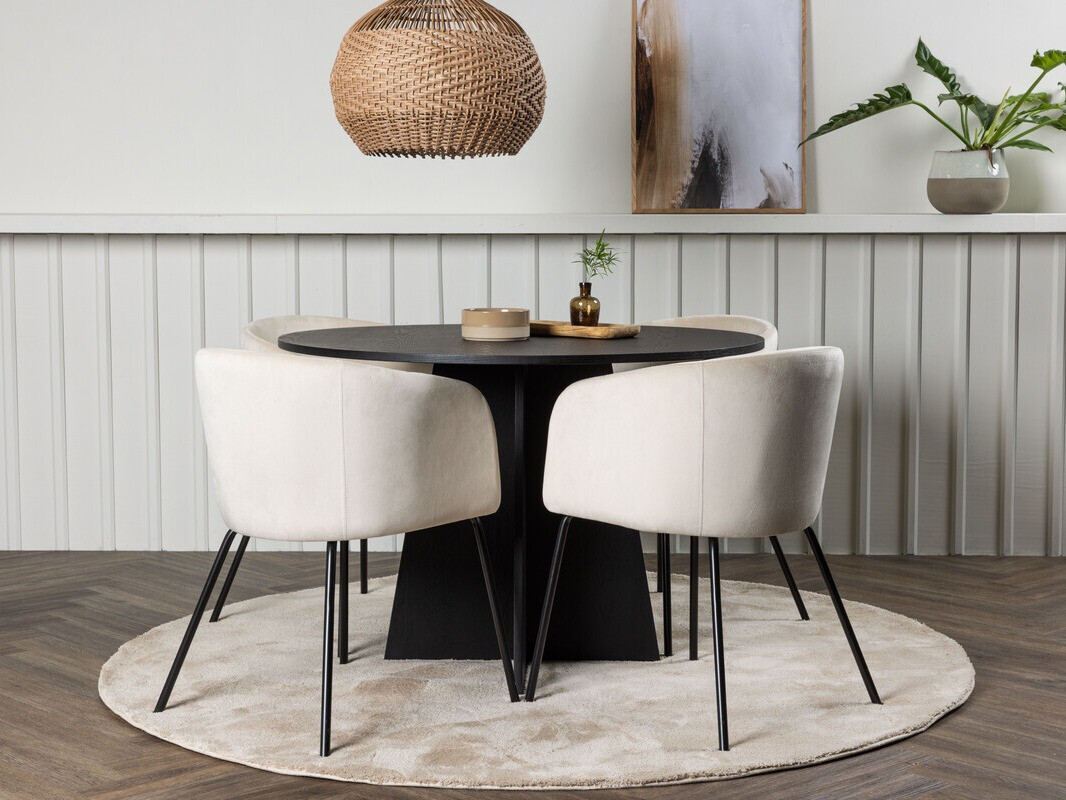 Conjunto de mesas y sillas para comedor Dallas 4006 (Crema + Negro)