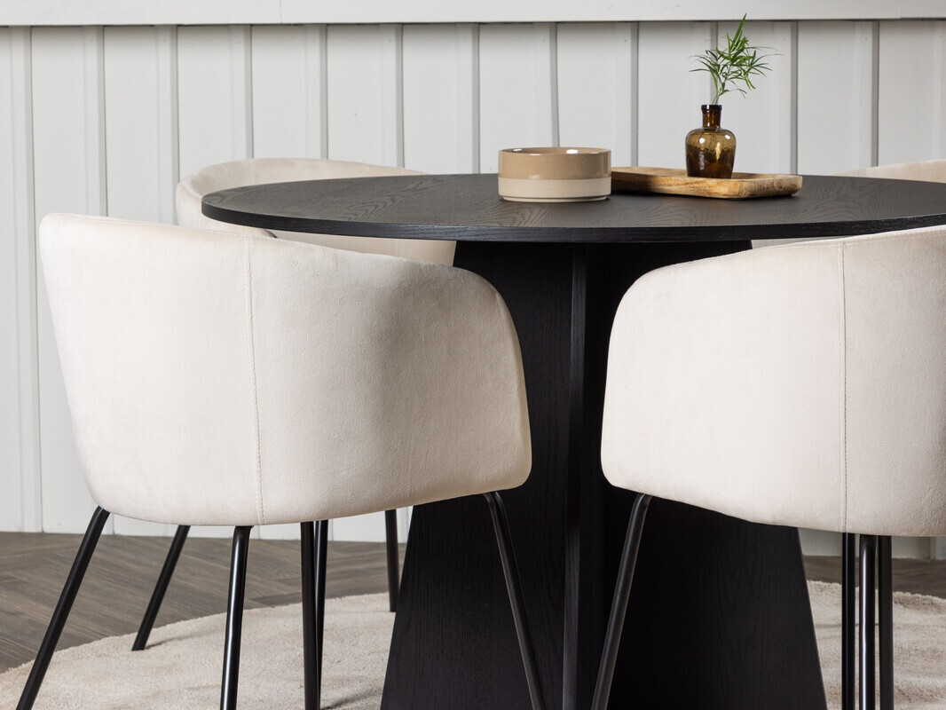 Conjunto de mesas y sillas para comedor Dallas 4006 (Crema + Negro)