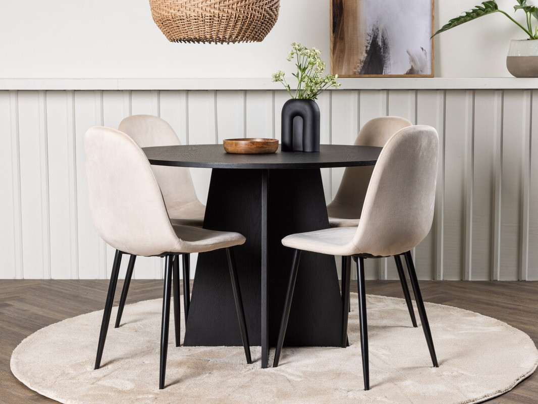 Conjunto de mesas y sillas para comedor Dallas 4008 (Beige + Negro)